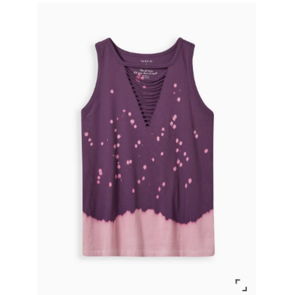 Torrid purple pink tie dye ombre slash tank top size 1 1X